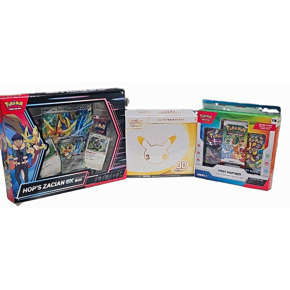 Pokemon Card Sealed Box Bundle Lot Celebrations ETB Zacian ex First Partner 3